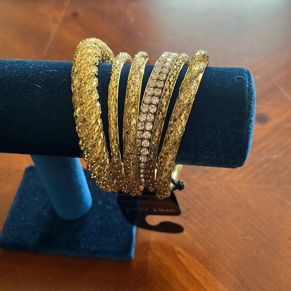 Wet Seal Set of 6 Goldtone Bangles NWT Fun Fashion Boho Festival - Picture 2 of 4